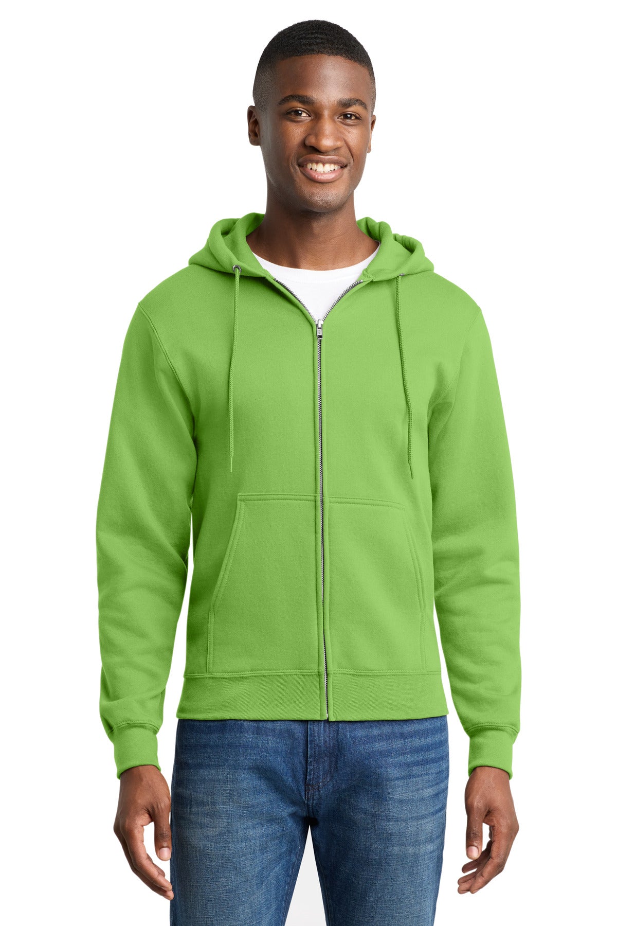 Port & Co Core Fleece Full-Zip Hooded Sweatshirt - Lime