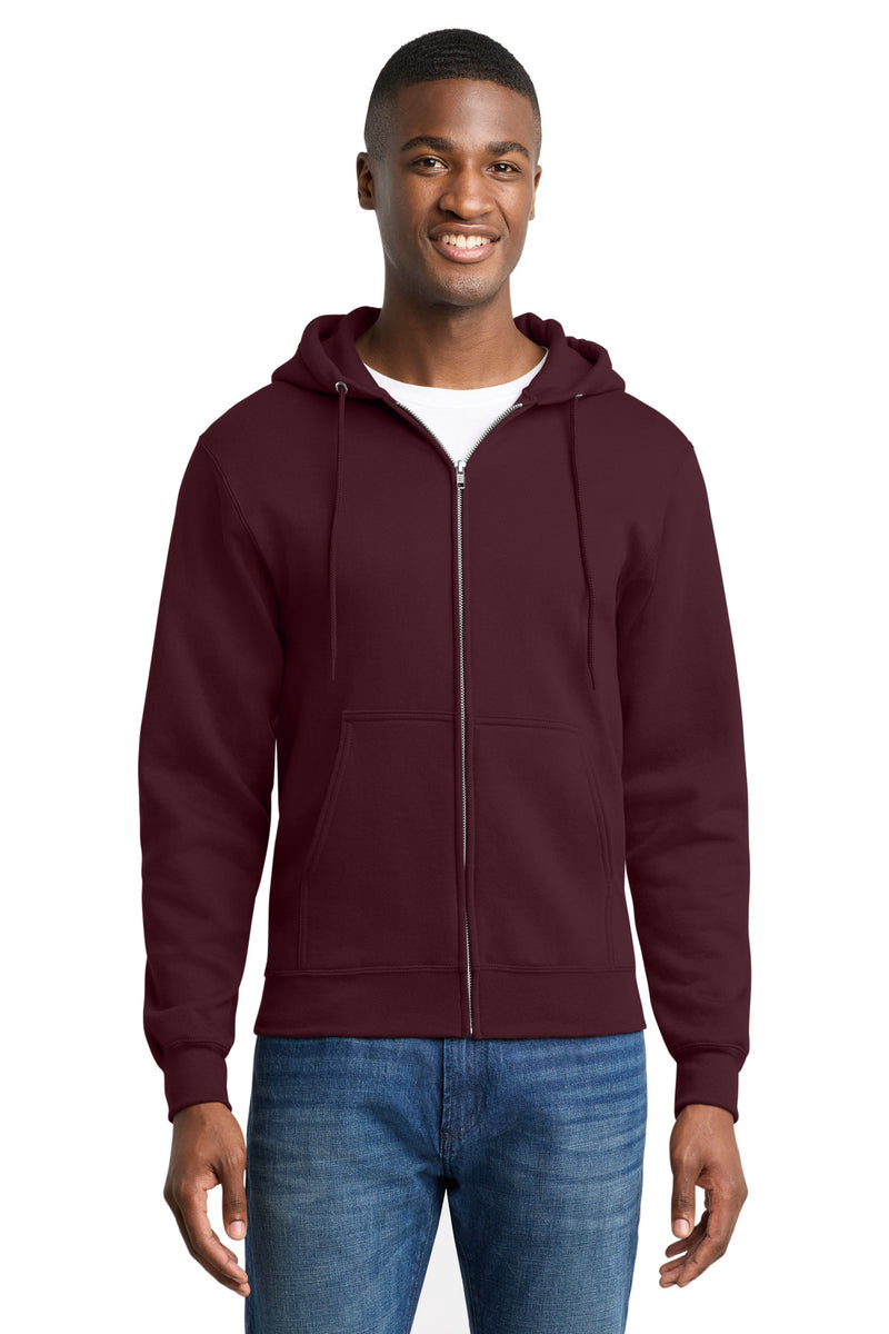 Port & Co Core Fleece Full-Zip Hooded Sweatshirt - Maroon