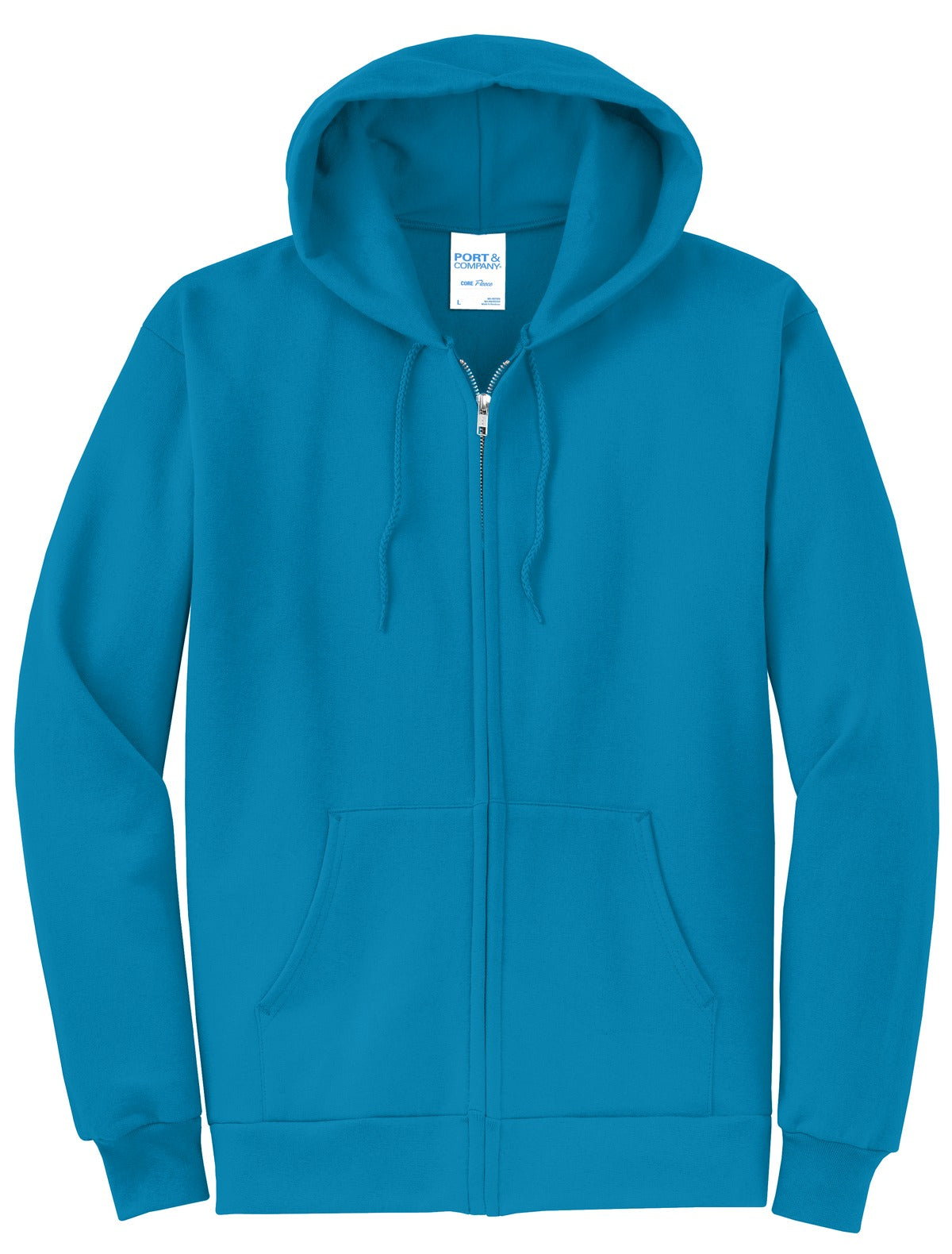 Port & Co Core Fleece Full-Zip Hooded Sweatshirt - Neon Blue