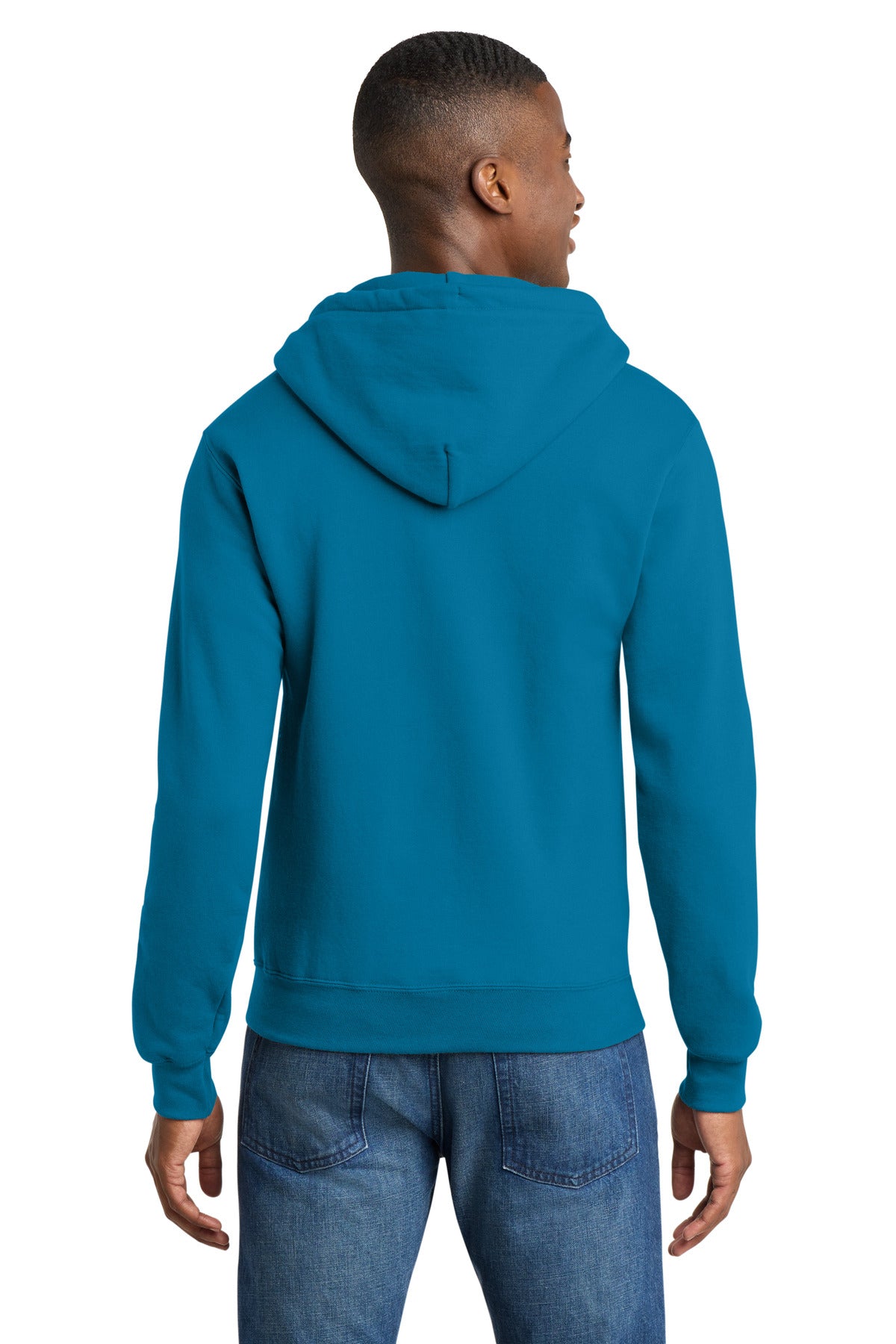 Port & Co Core Fleece Full-Zip Hooded Sweatshirt - Neon Blue
