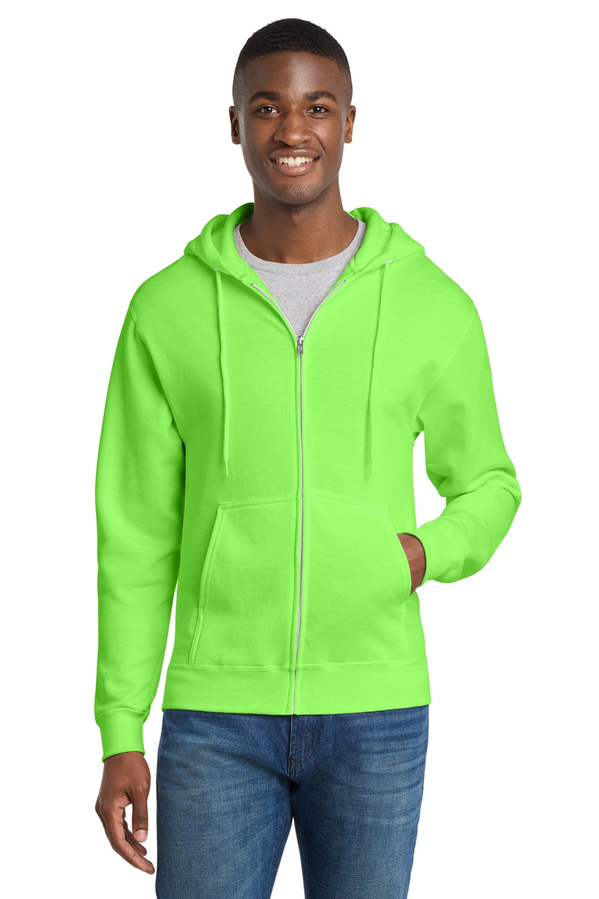 Port & Co Core Fleece Full-Zip Hooded Sweatshirt - Neon Green