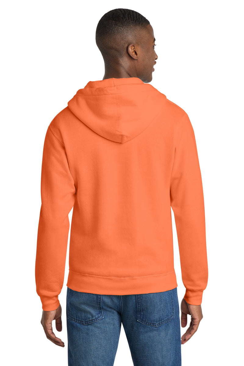 Port & Co Core Fleece Full-Zip Hooded Sweatshirt - Neon Orange