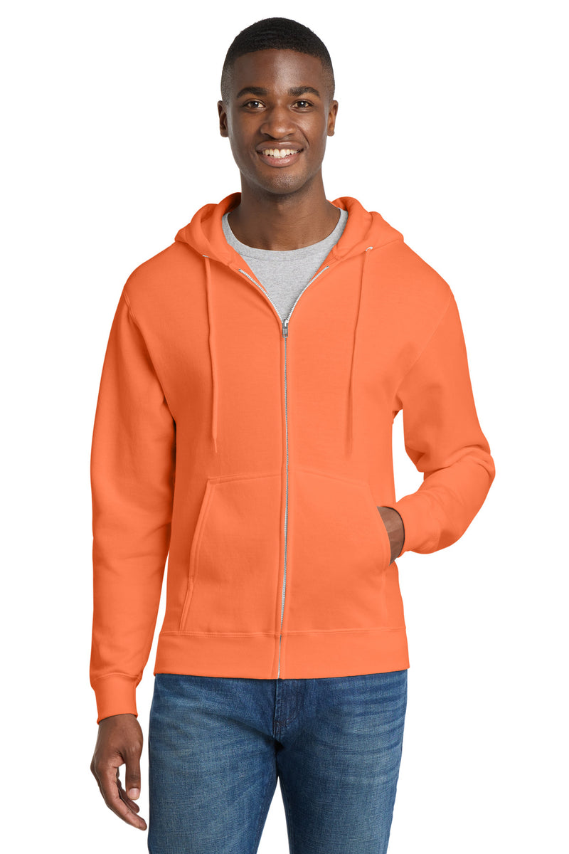 Port & Co Core Fleece Full-Zip Hooded Sweatshirt - Neon Orange