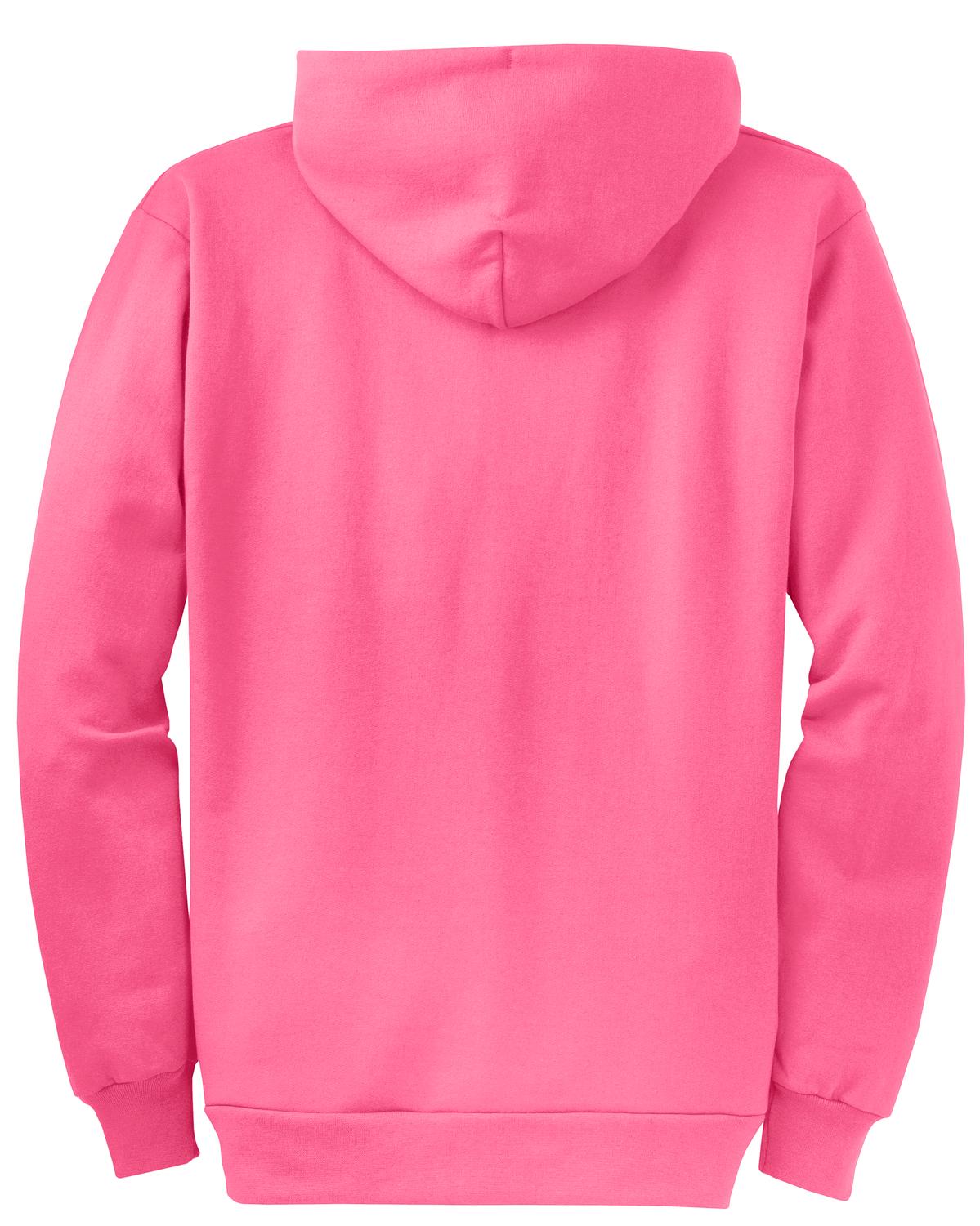Port & Co Core Fleece Full-Zip Hooded Sweatshirt - Neon Pink
