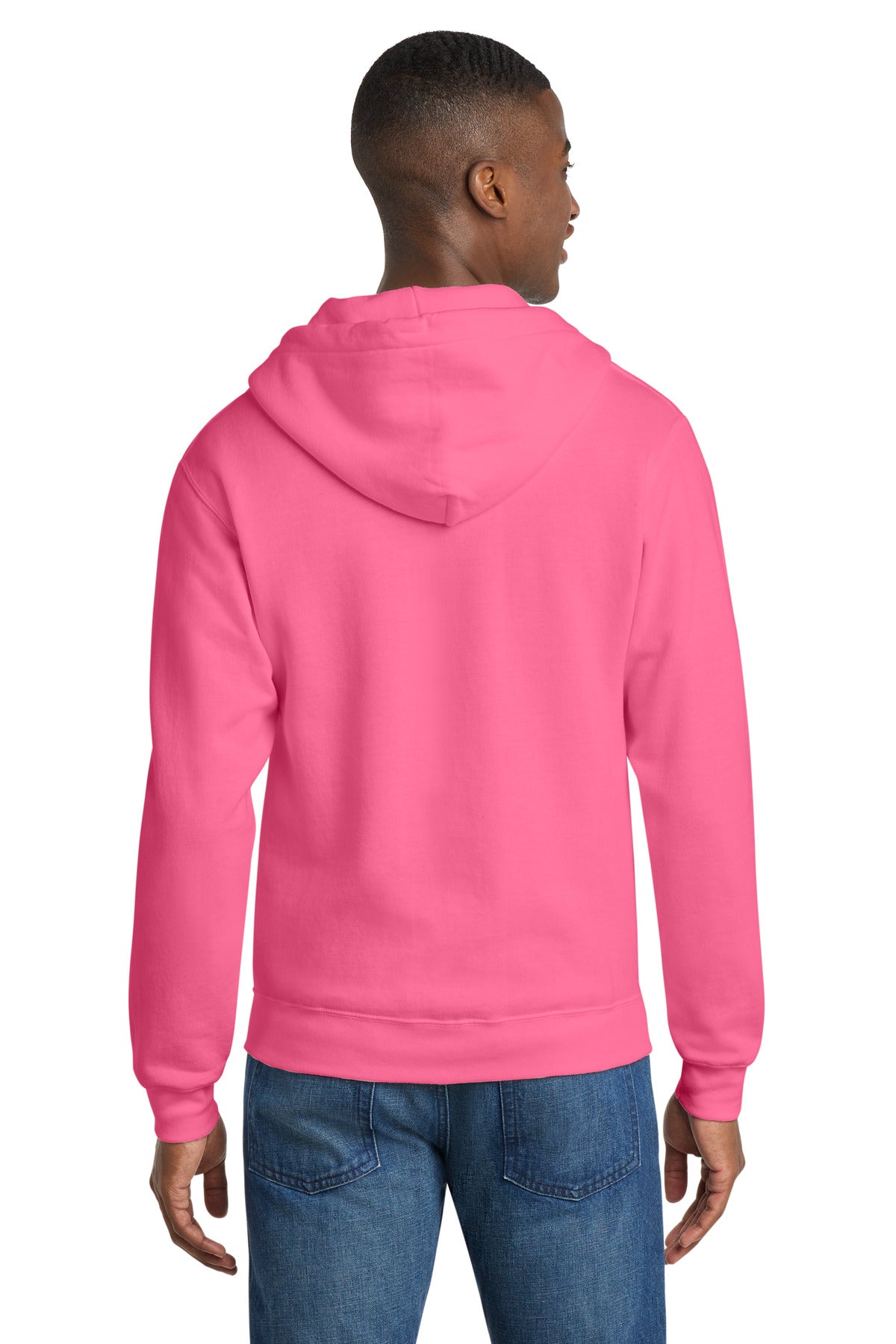 Port & Co Core Fleece Full-Zip Hooded Sweatshirt - Neon Pink