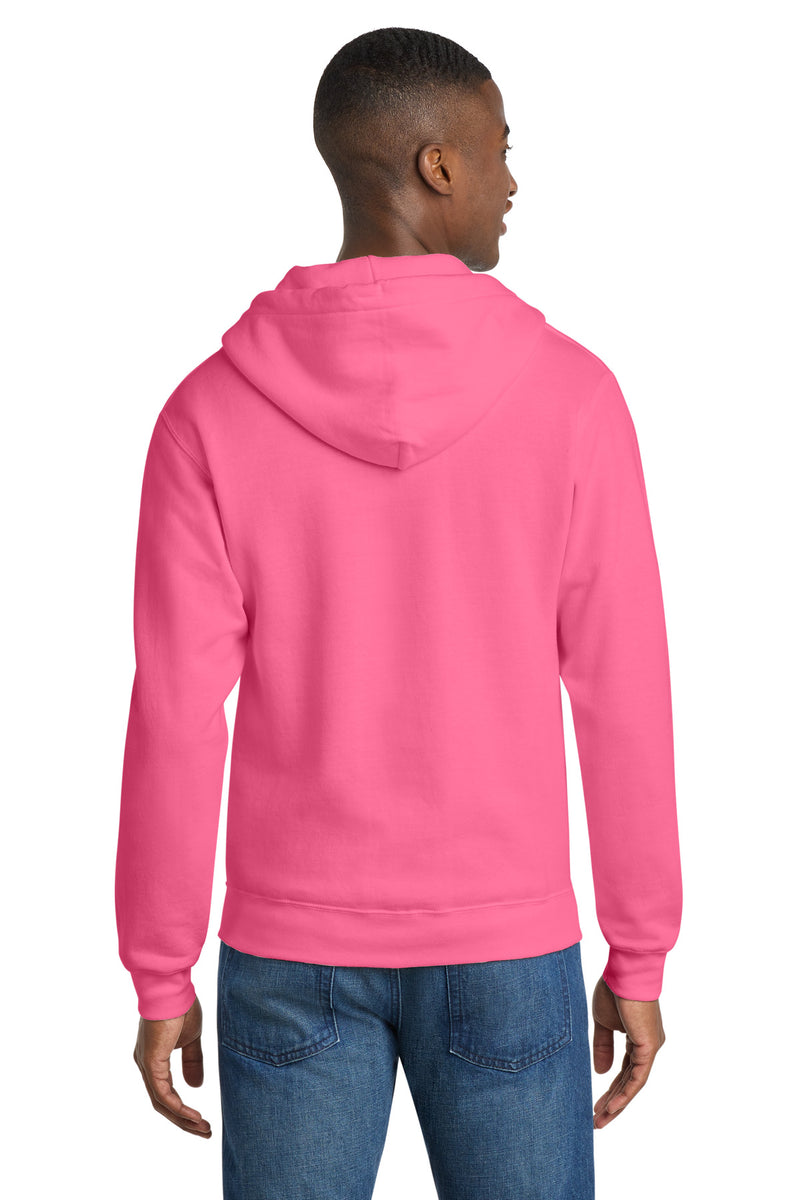 Port & Co Core Fleece Full-Zip Hooded Sweatshirt - Neon Pink