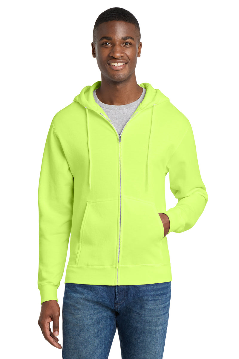 Port & Co Core Fleece Full-Zip Hooded Sweatshirt - Neon Yellow