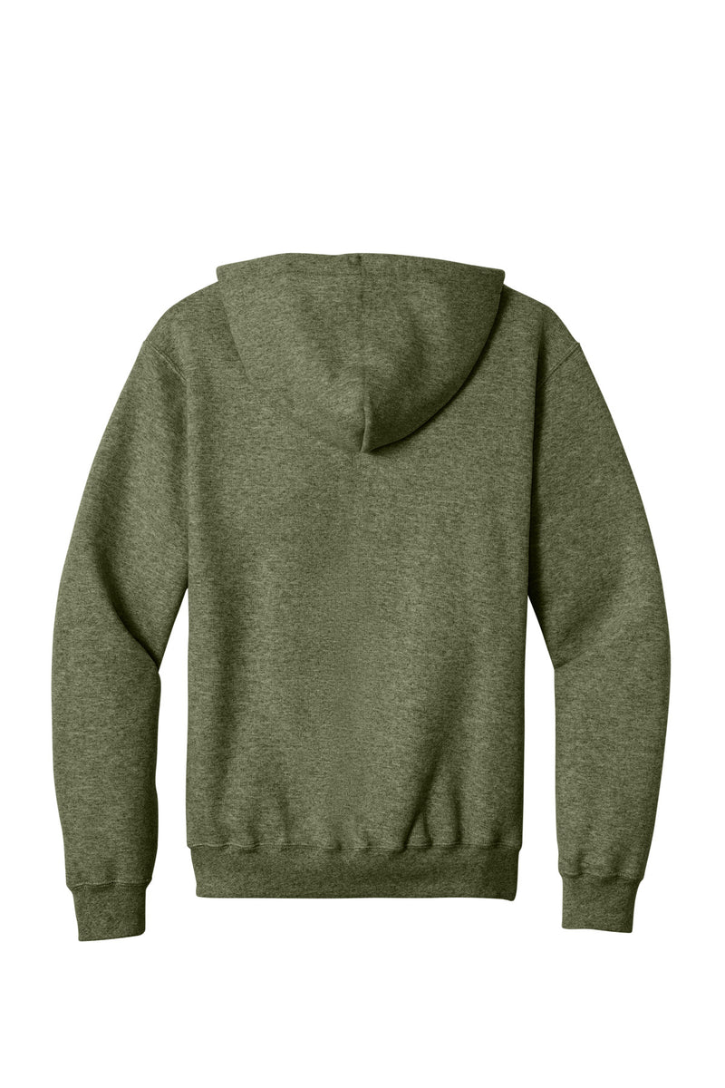 Port & Co Core Fleece Full-Zip Hooded Sweatshirt - Olive Drab Green Heather