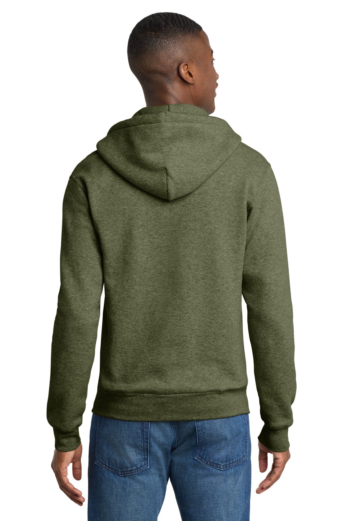 Port & Co Core Fleece Full-Zip Hooded Sweatshirt - Olive Drab Green Heather