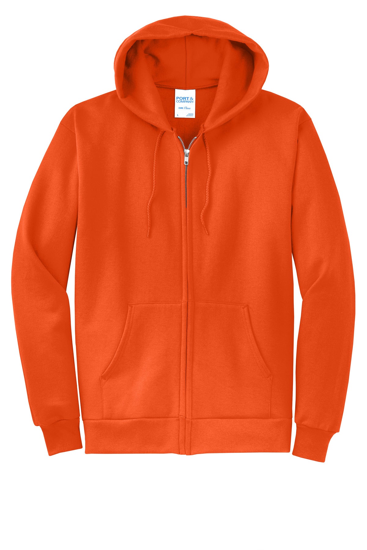 Port & Co Core Fleece Full-Zip Hooded Sweatshirt - Orange