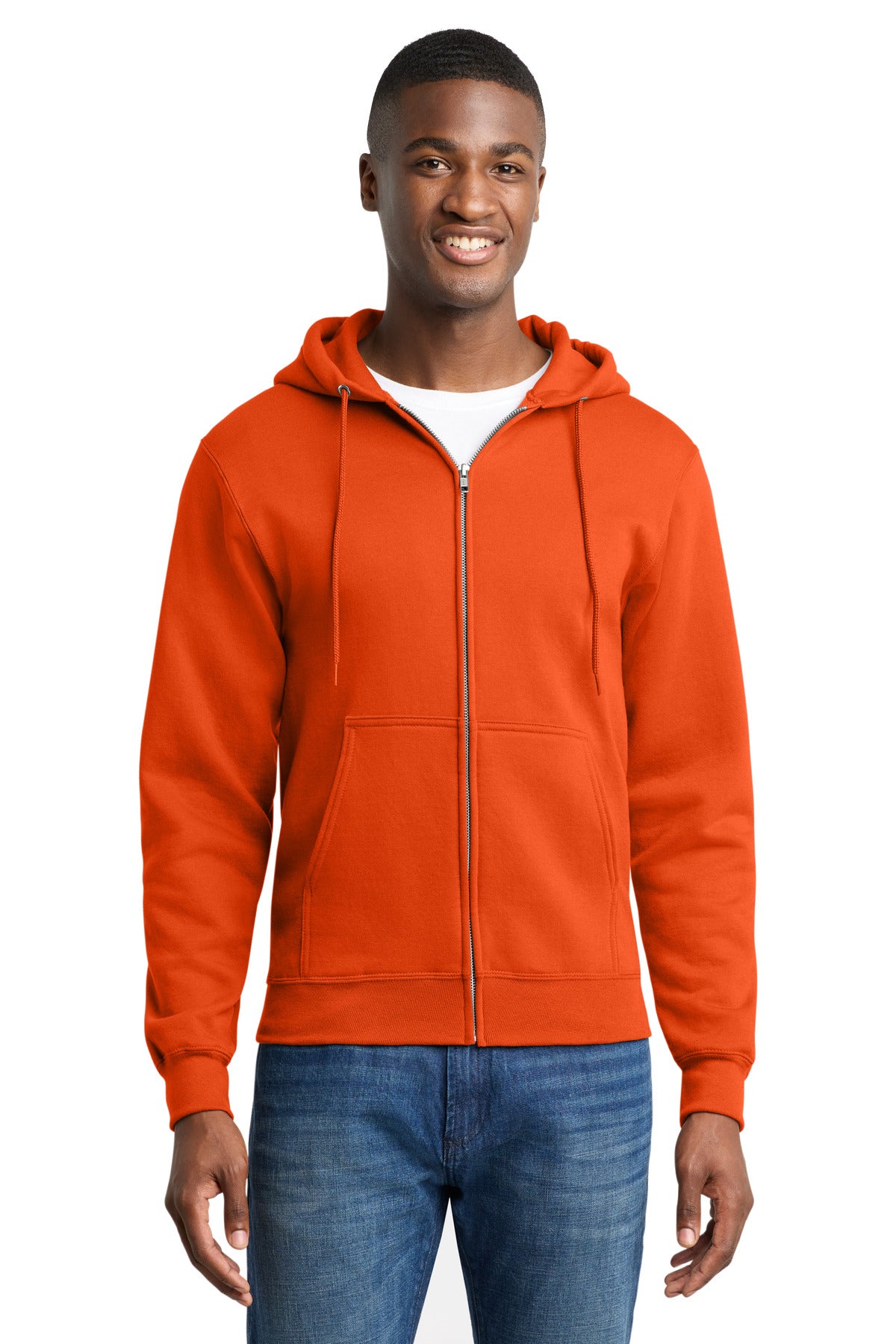Port & Co Core Fleece Full-Zip Hooded Sweatshirt - Orange