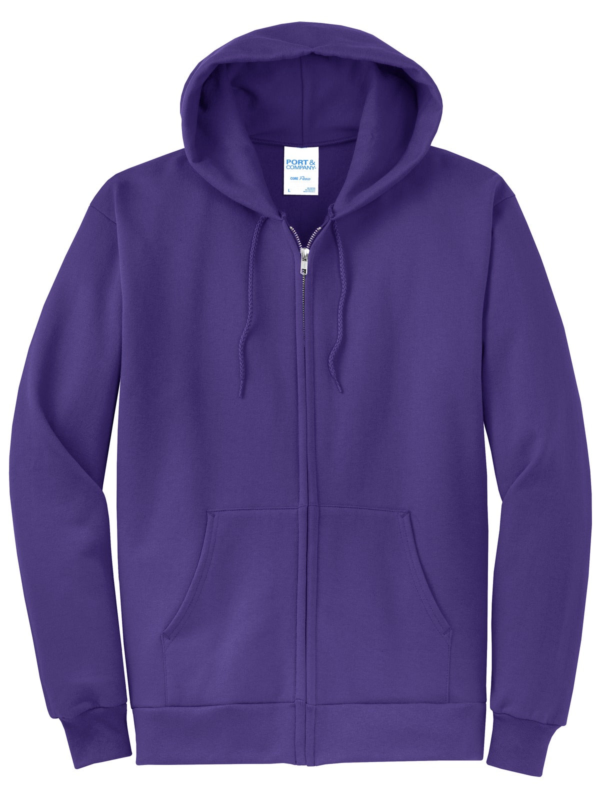 Port & Co Core Fleece Full-Zip Hooded Sweatshirt - Purple