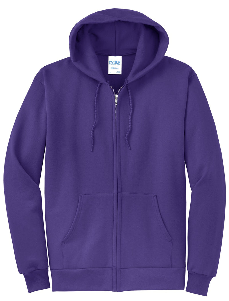 Port & Co Core Fleece Full-Zip Hooded Sweatshirt - Purple