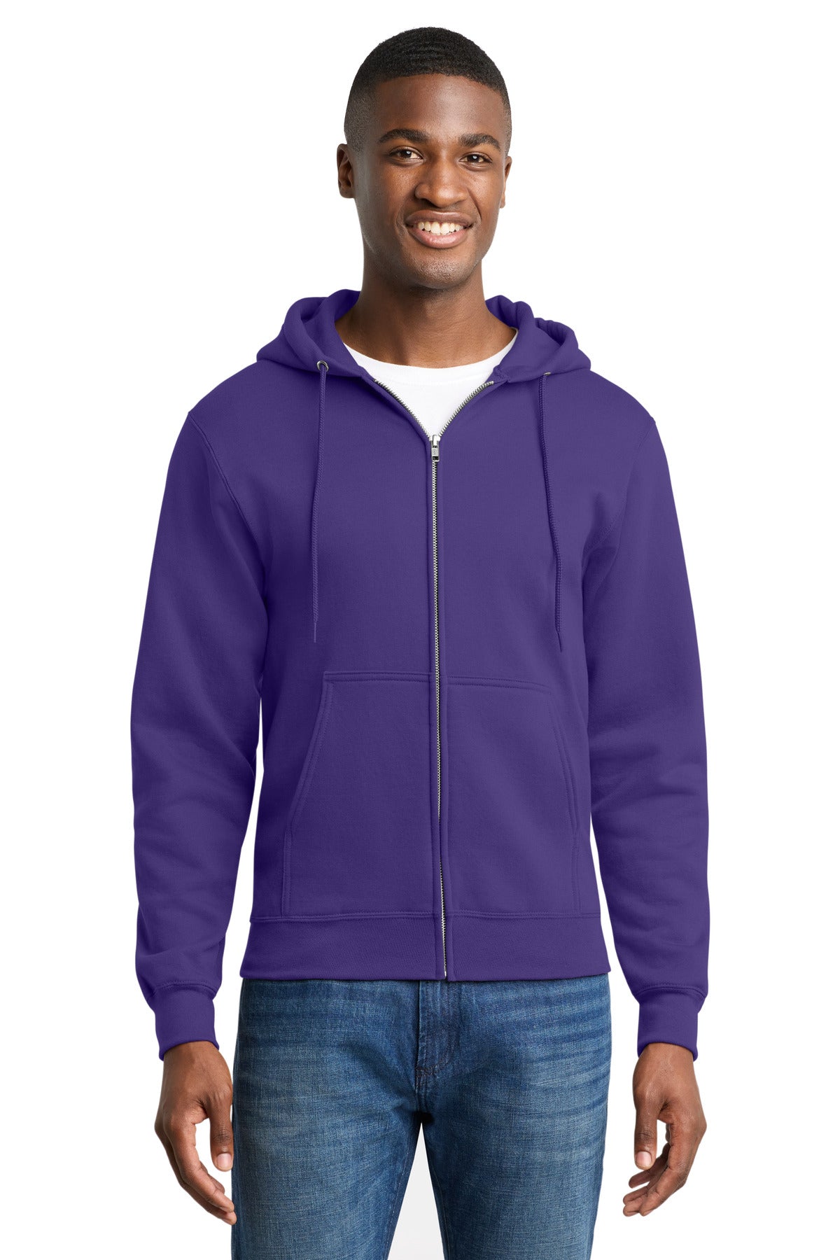 Port & Co Core Fleece Full-Zip Hooded Sweatshirt - Purple