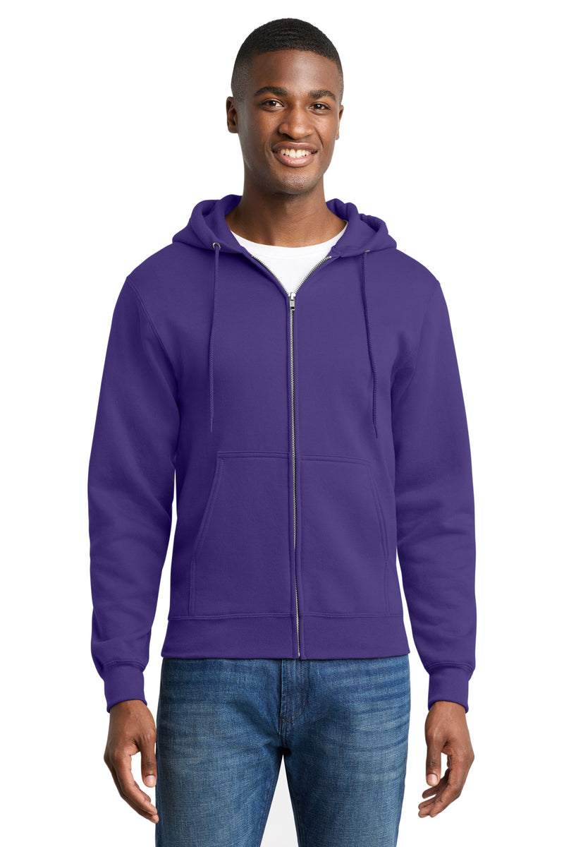 Port & Co Core Fleece Full-Zip Hooded Sweatshirt - Purple