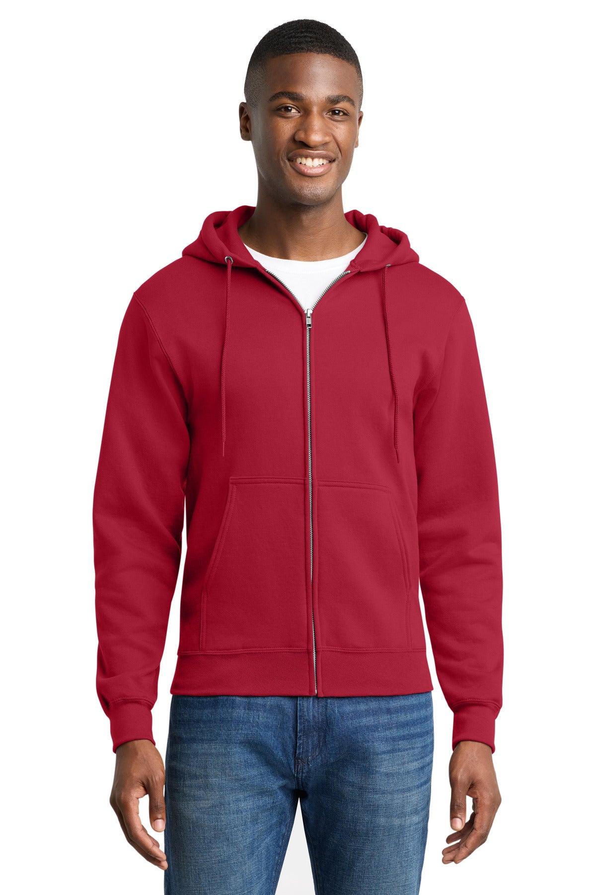 Port & Co Core Fleece Full-Zip Hooded Sweatshirt - Red