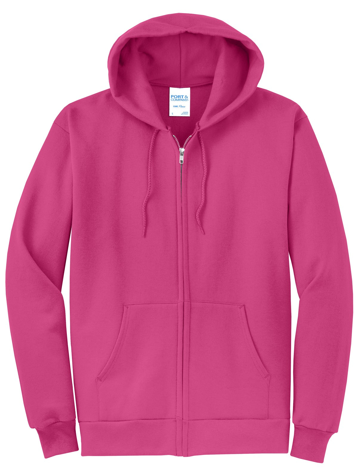 Port & Co Core Fleece Full-Zip Hooded Sweatshirt - Sangria