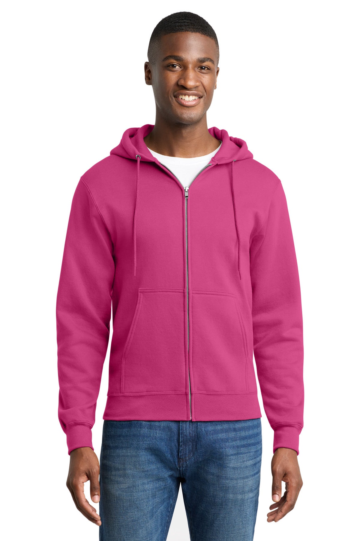 Port & Co Core Fleece Full-Zip Hooded Sweatshirt - Sangria