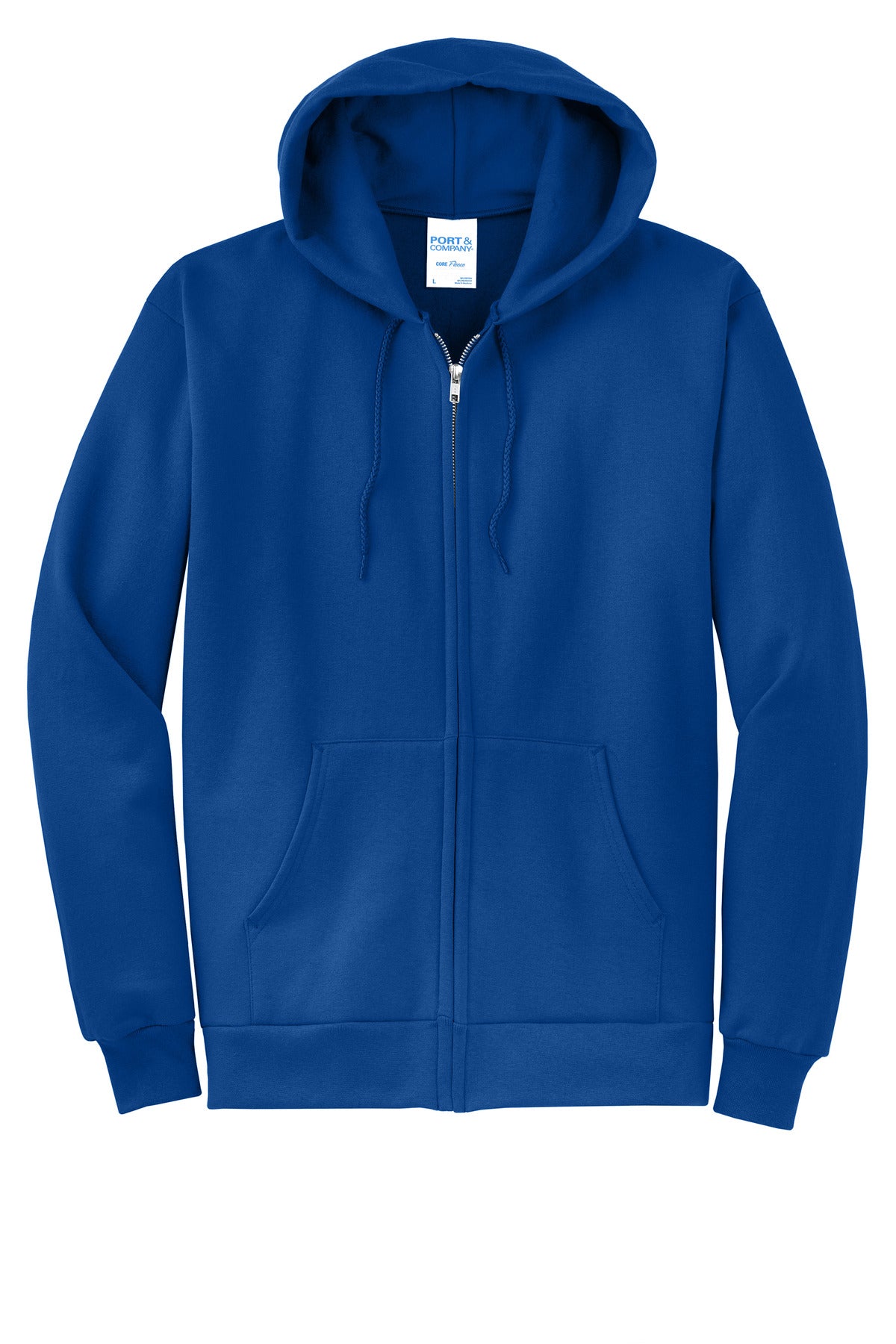 Port & Co Core Fleece Full-Zip Hooded Sweatshirt - True Royal