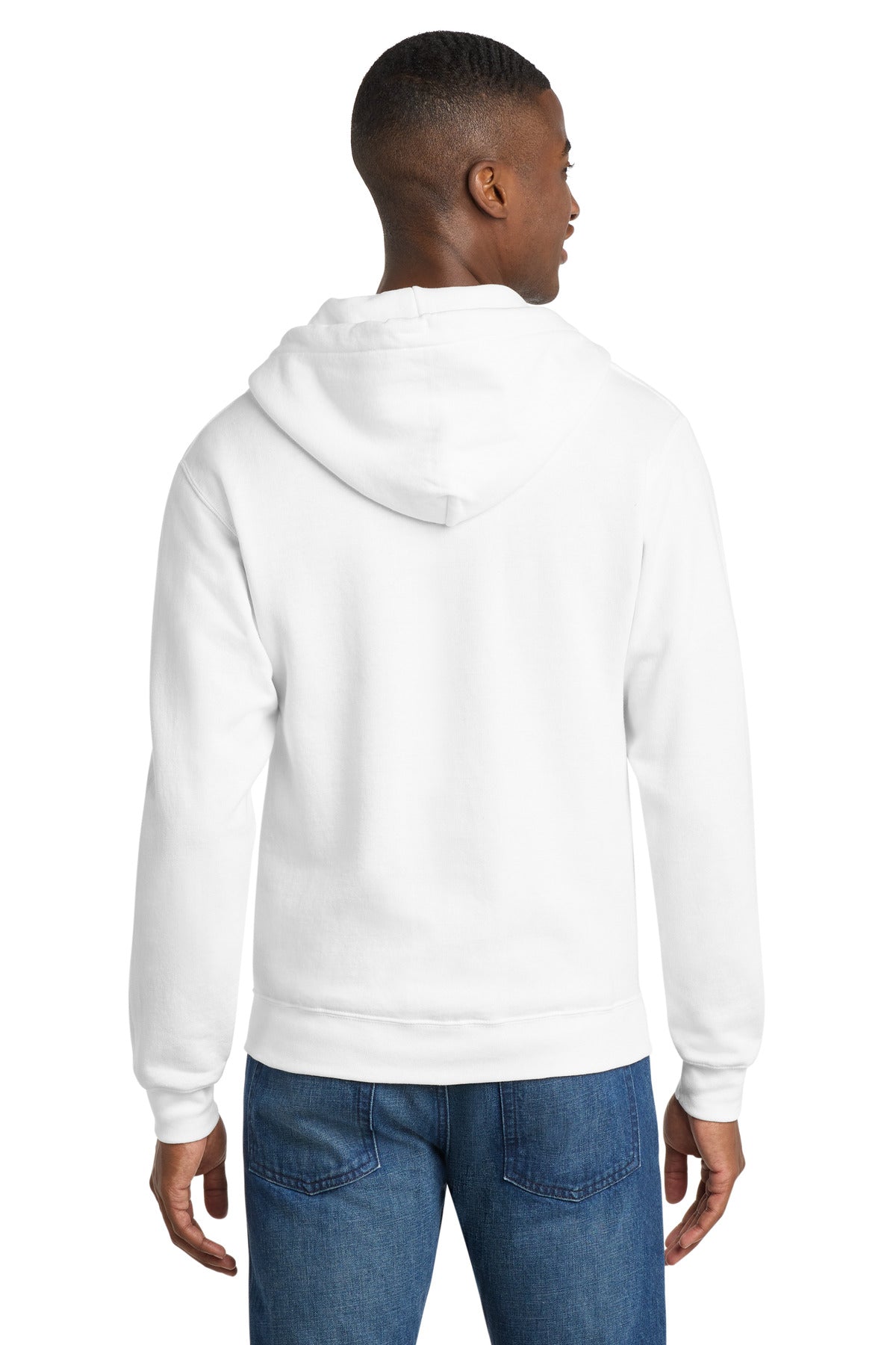 Port & Co Core Fleece Full-Zip Hooded Sweatshirt - White