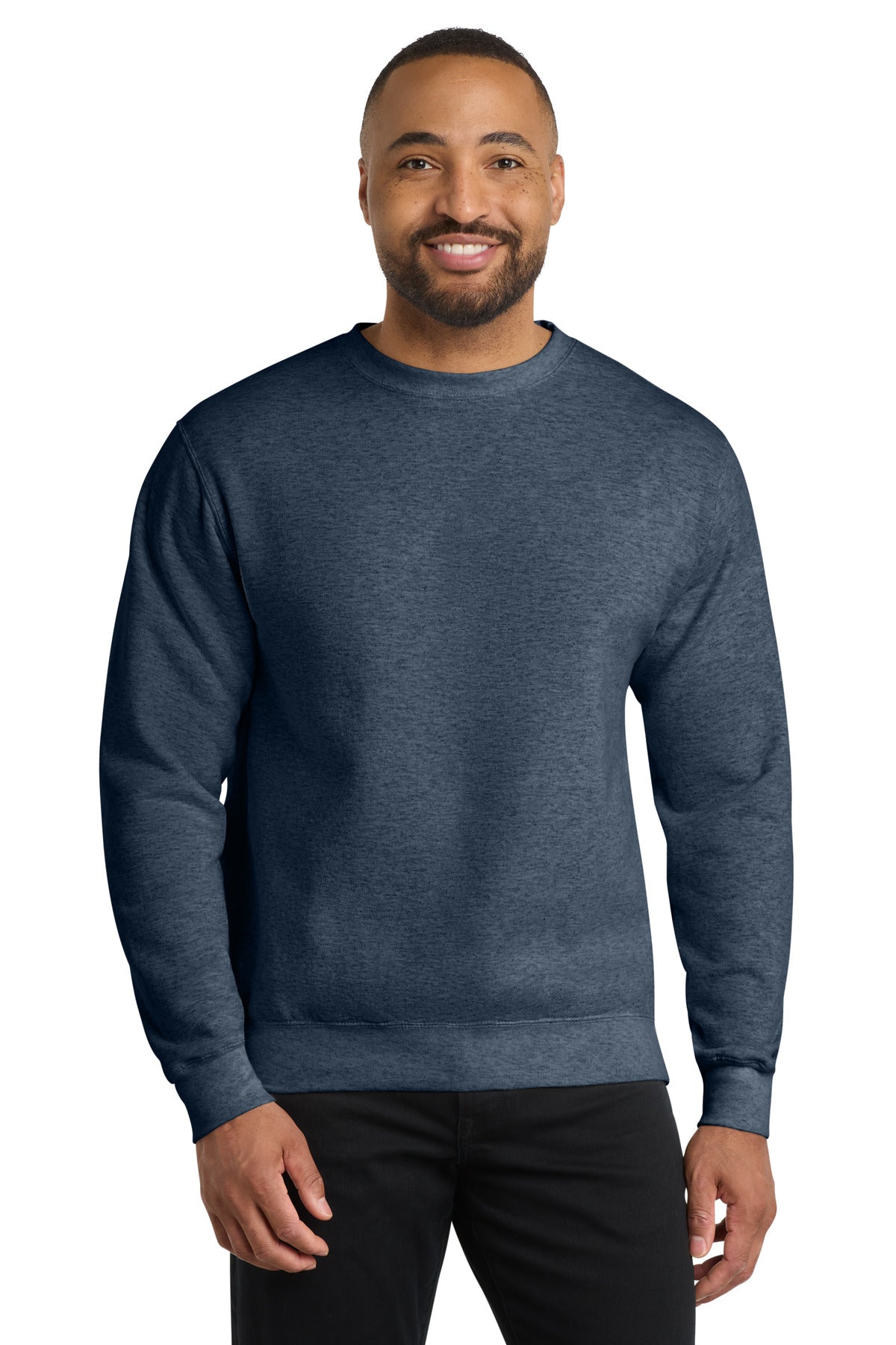 Port & Co Core Fleece Crewneck Sweatshirt - Heather Navy