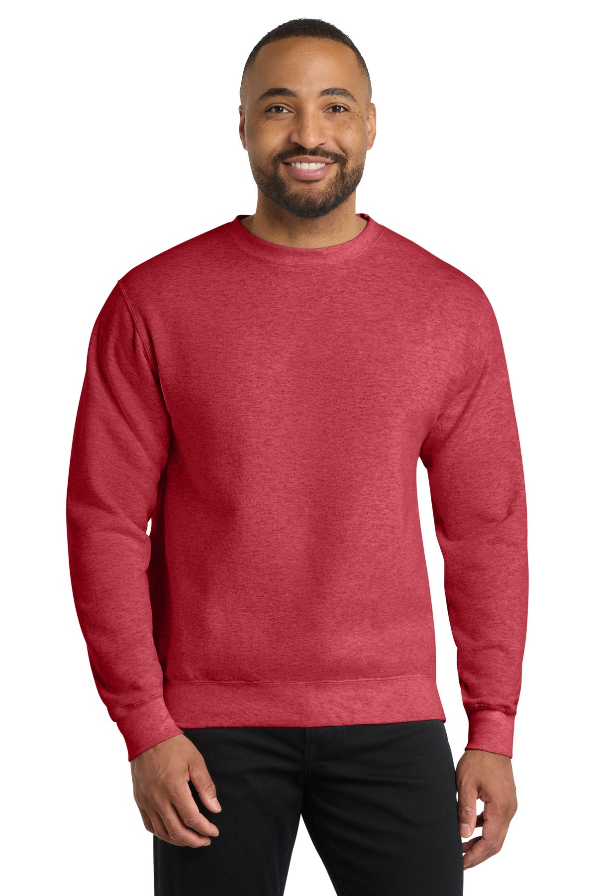 Port & Co Core Fleece Crewneck Sweatshirt - Heather Red