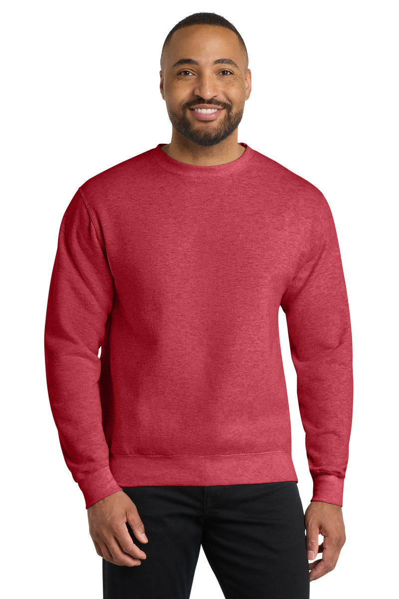 Port & Co Core Fleece Crewneck Sweatshirt - Heather Red