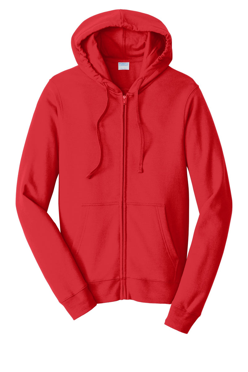 Port & Co Fan Favorite Fleece Full-Zip Hooded Sweatshirt - Bright Red