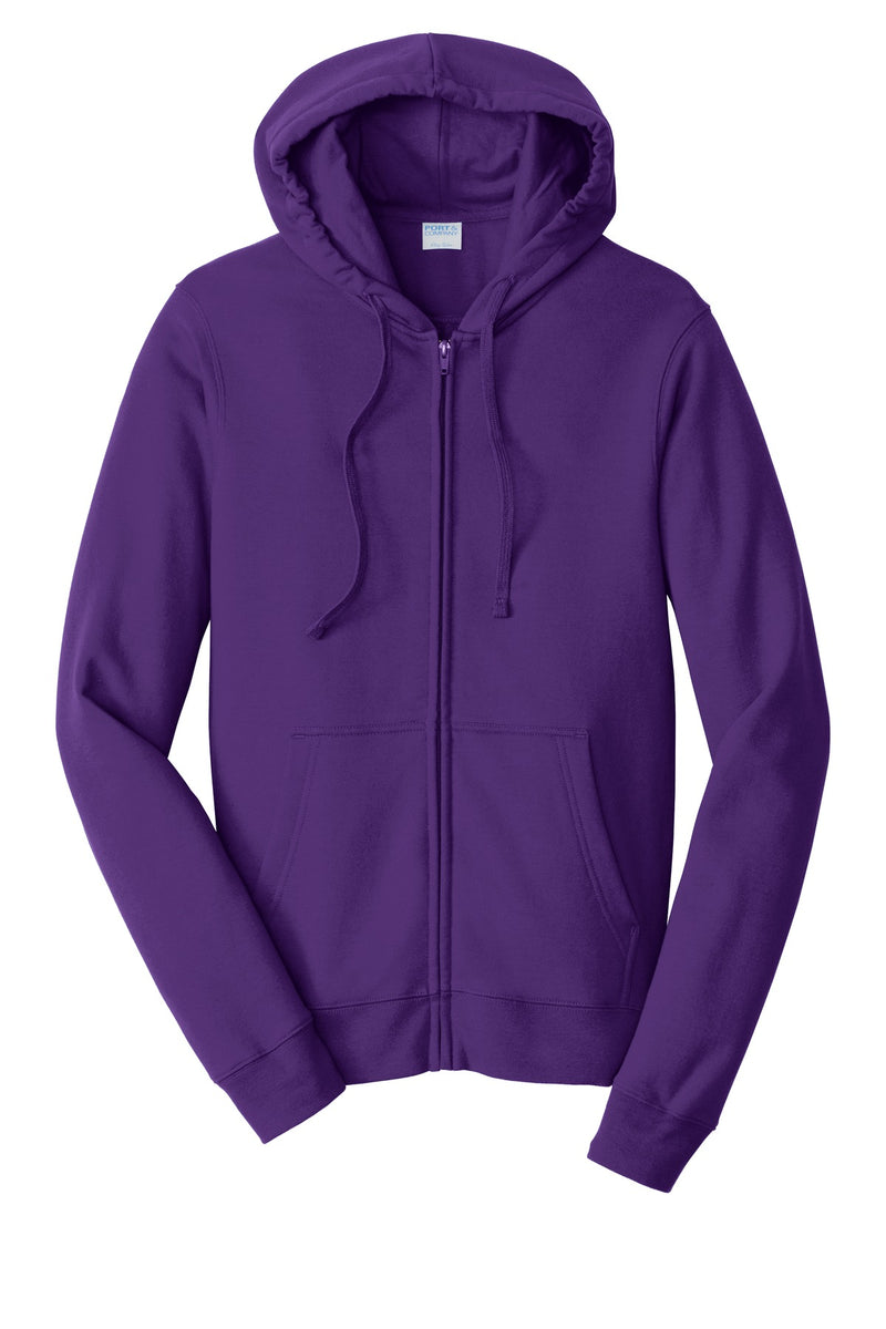 Port & Co Fan Favorite Fleece Full-Zip Hooded Sweatshirt - Team Purple