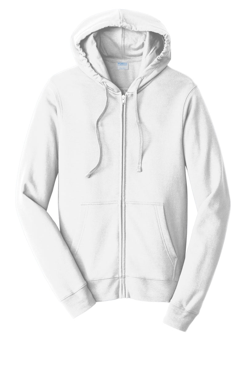 Port & Co Fan Favorite Fleece Full-Zip Hooded Sweatshirt - White