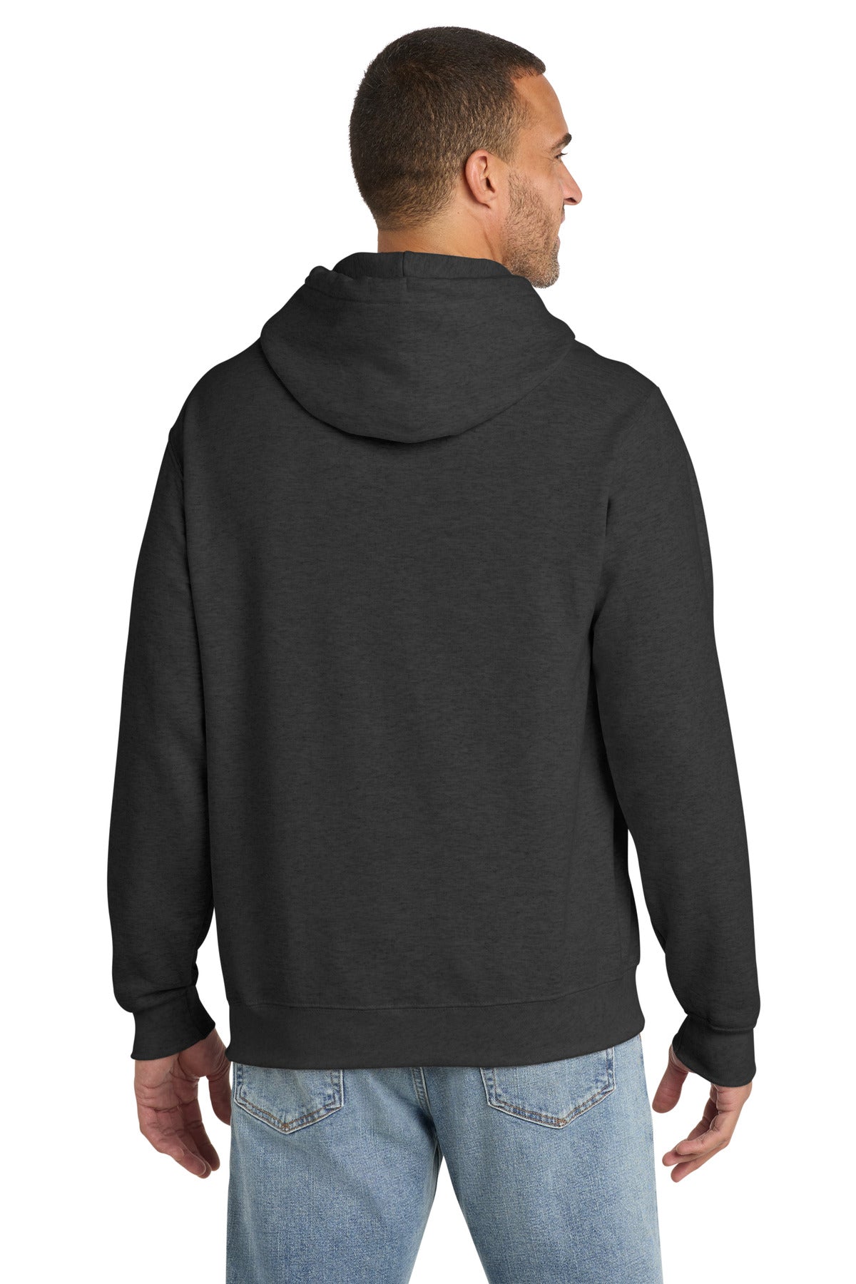 Port & Co Essential Fleece Pullover Hooded Sweatshirt - Black Heather