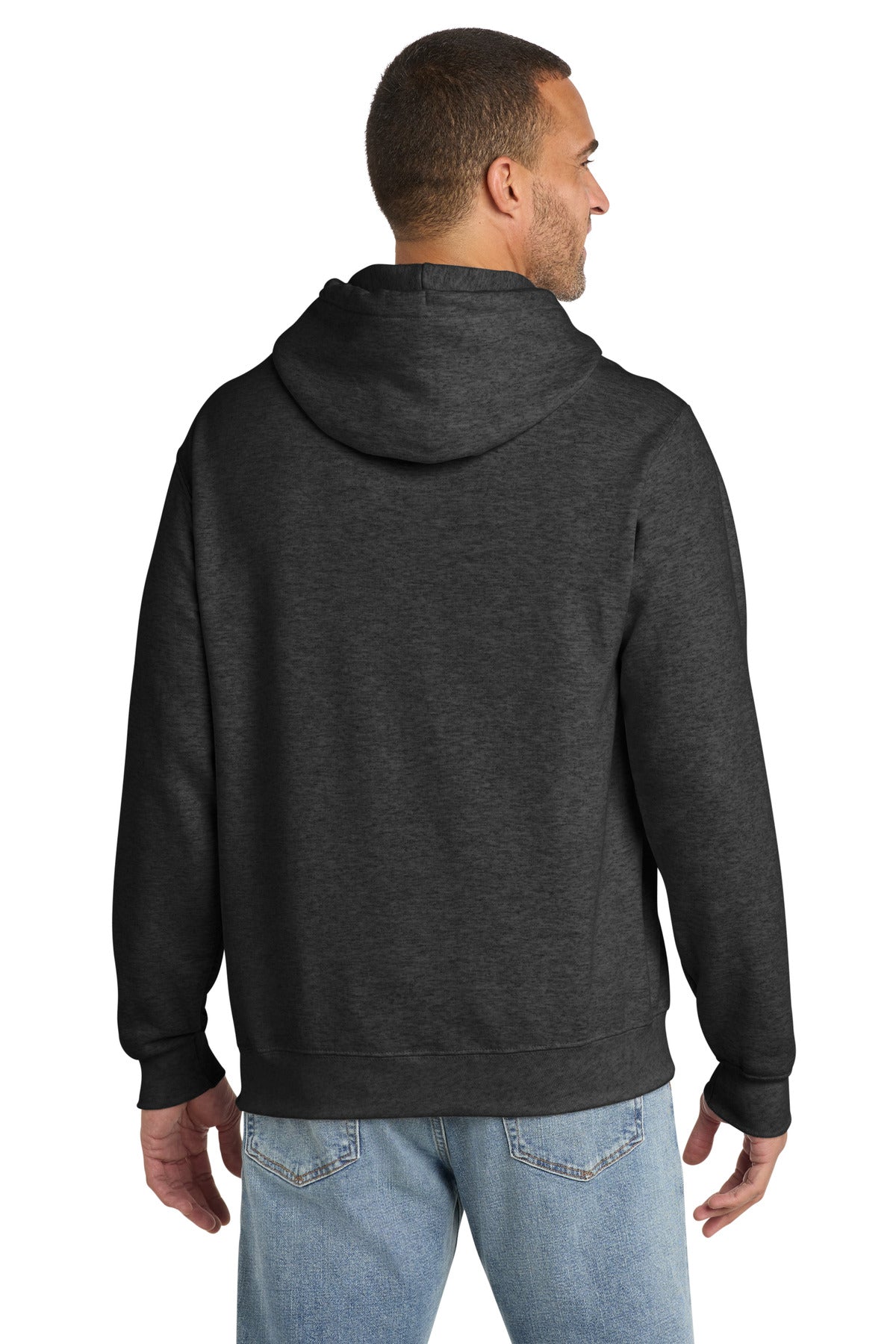 Port & Co Essential Fleece Pullover Hooded Sweatshirt - Dark Heather Grey