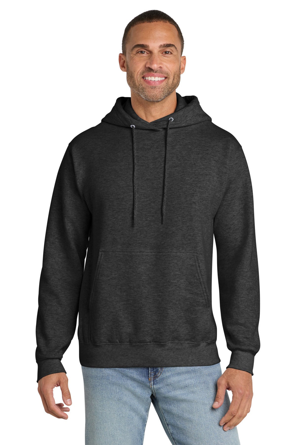 Port & Co Essential Fleece Pullover Hooded Sweatshirt - Dark Heather Grey