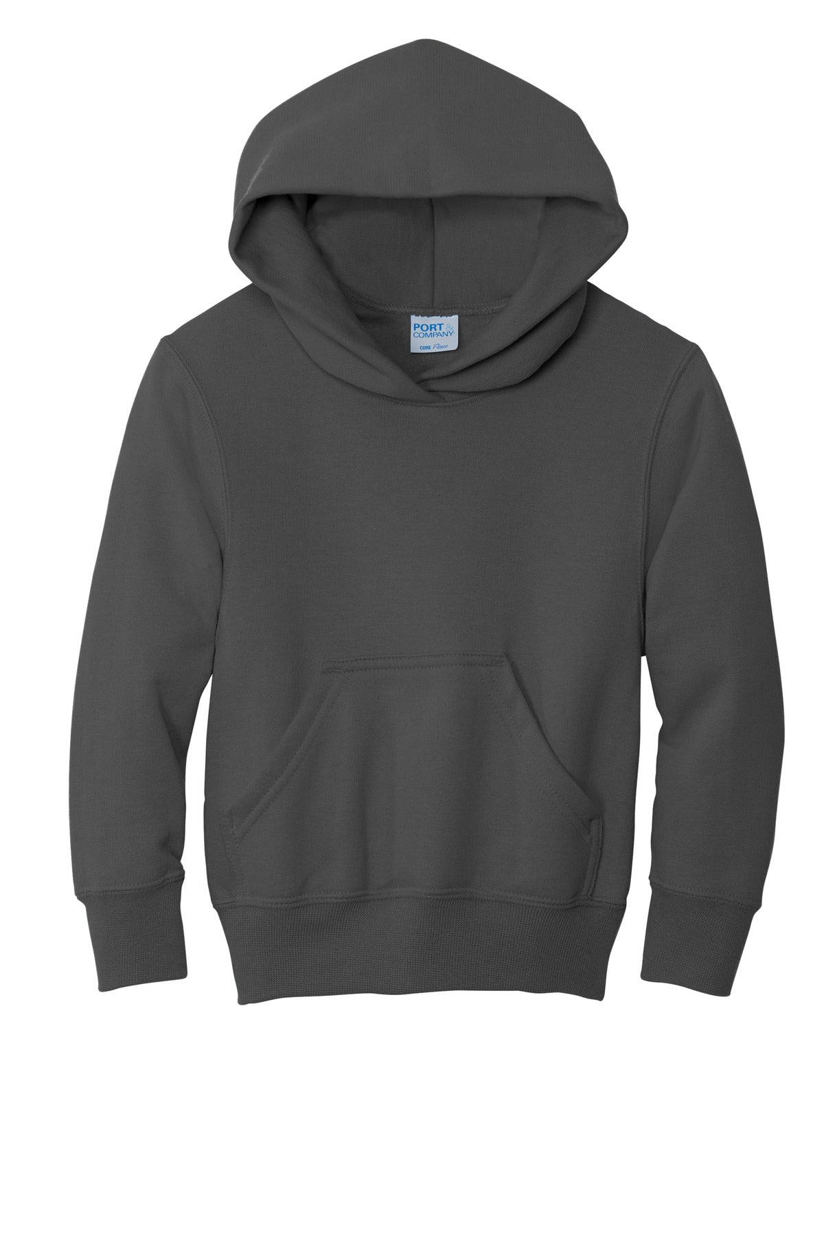 Port & Co Youth Core Fleece Pullover Hooded Sweatshirt - Charcoal