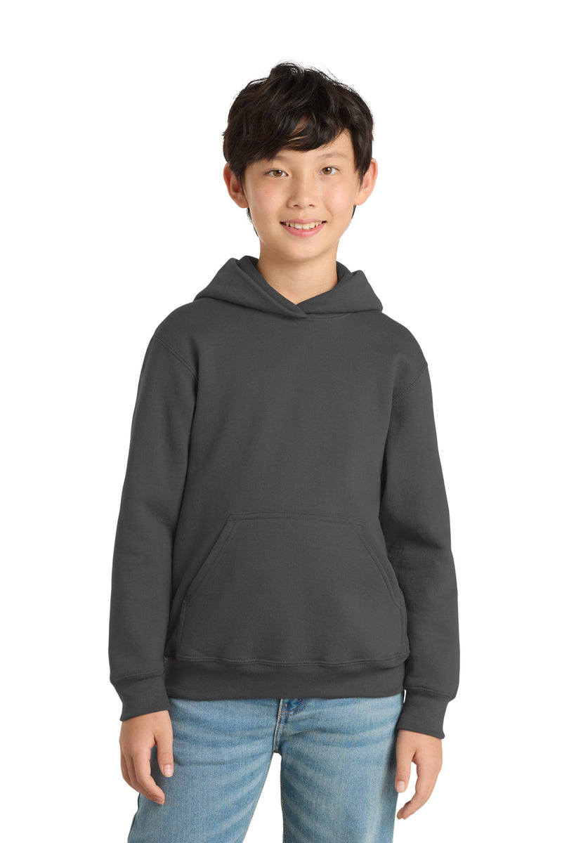 Port & Co Youth Core Fleece Pullover Hooded Sweatshirt - Charcoal