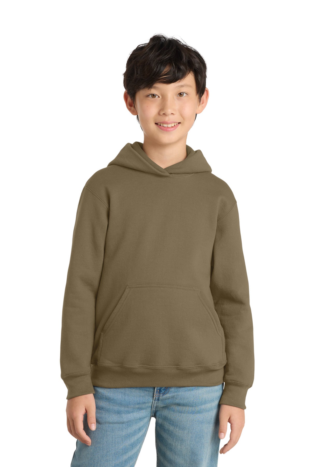 Port & Co Youth Core Fleece Pullover Hooded Sweatshirt - Coyote Brown