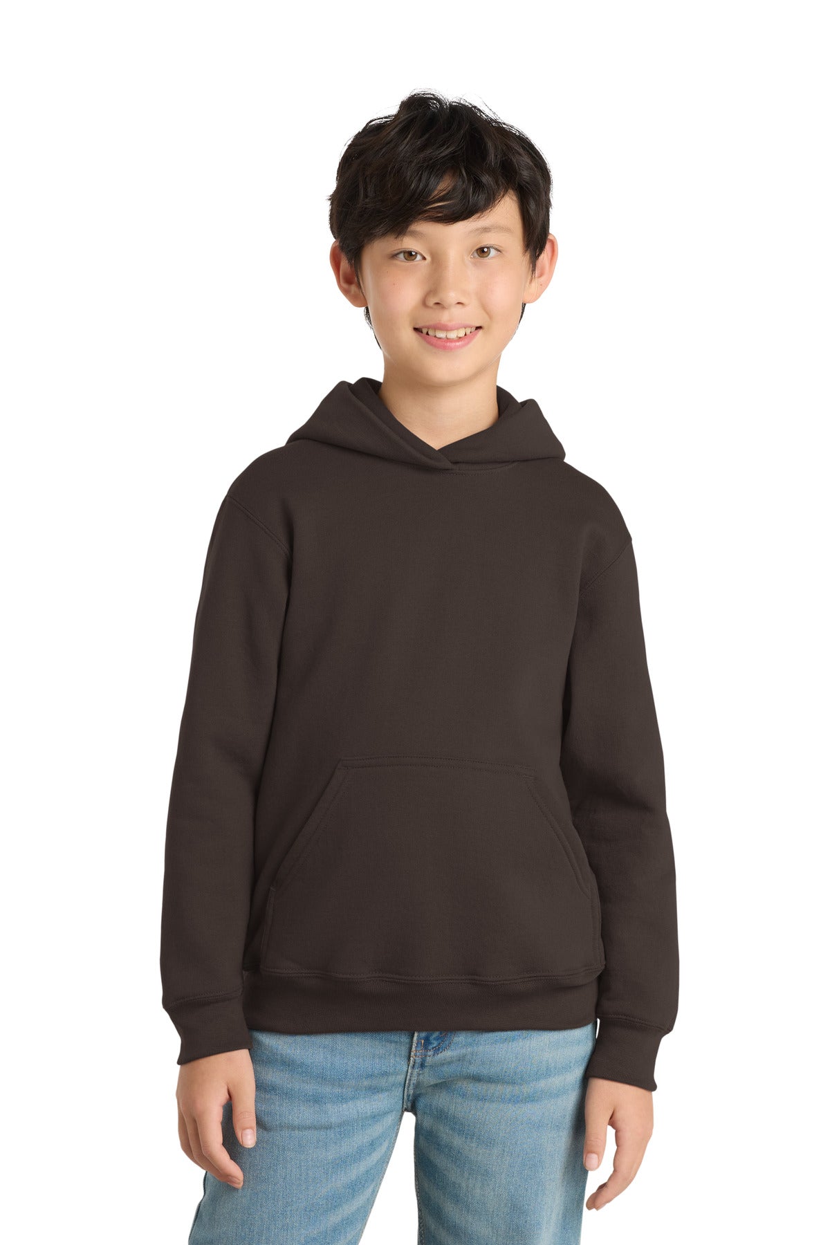 Port & Co Youth Core Fleece Pullover Hooded Sweatshirt - Dark Chocolate Brown
