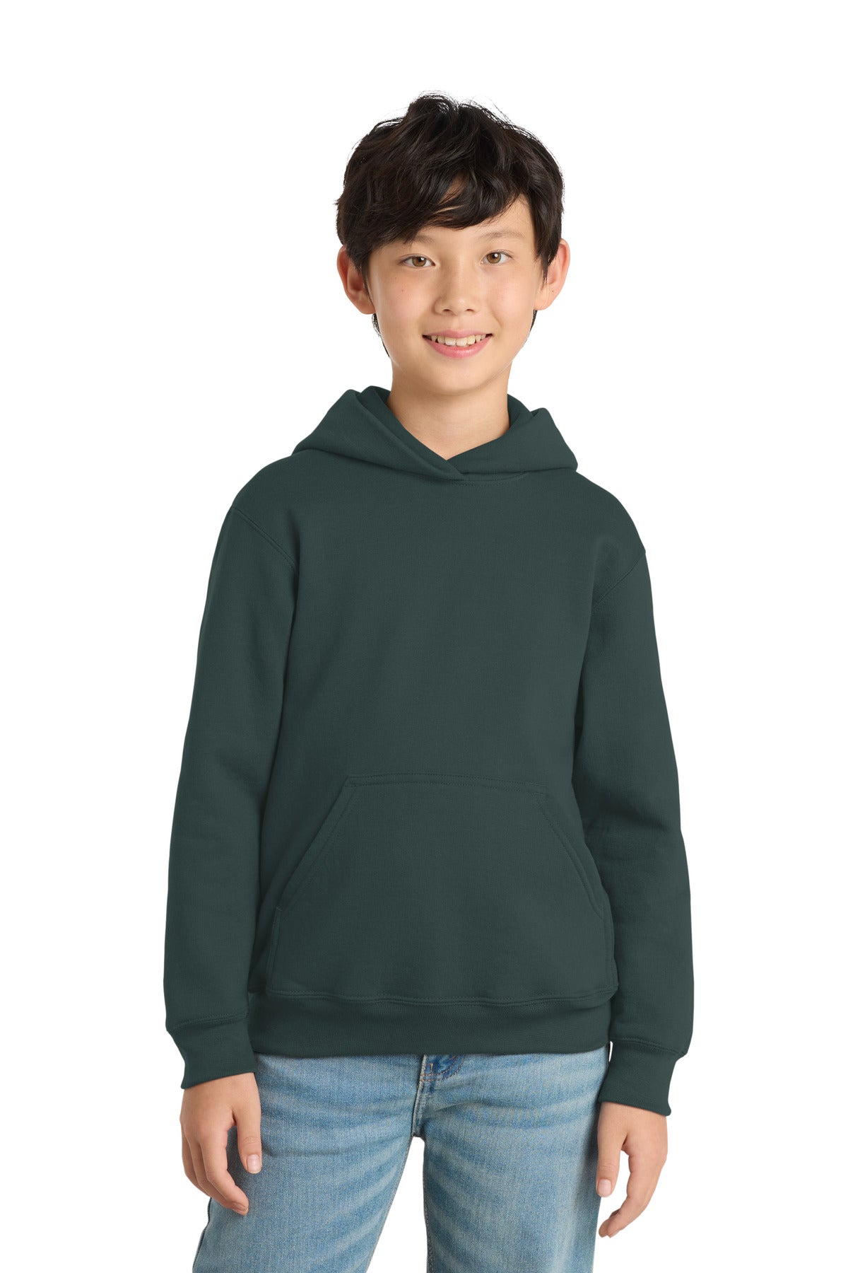 Port & Co Youth Core Fleece Pullover Hooded Sweatshirt - Dark Green