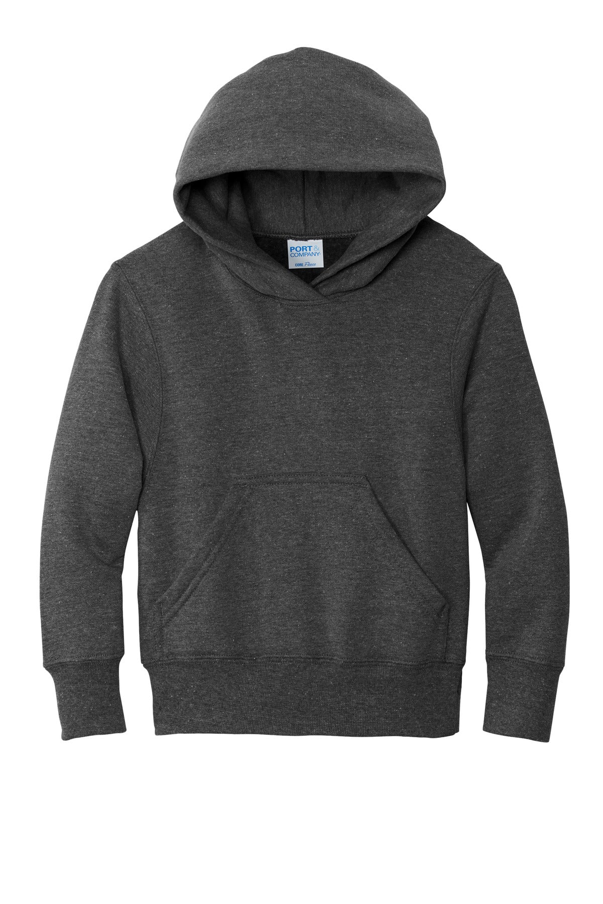 Port & Co Youth Core Fleece Pullover Hooded Sweatshirt - Dark Heather Grey