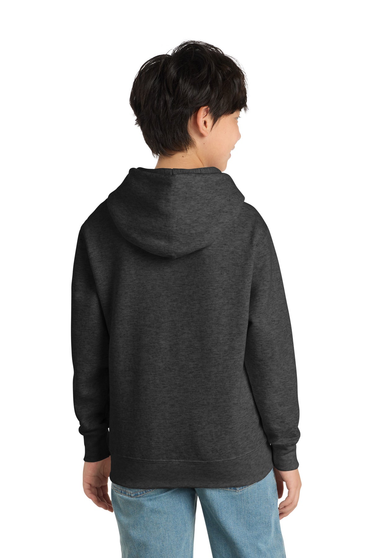 Port & Co Youth Core Fleece Pullover Hooded Sweatshirt - Dark Heather Grey