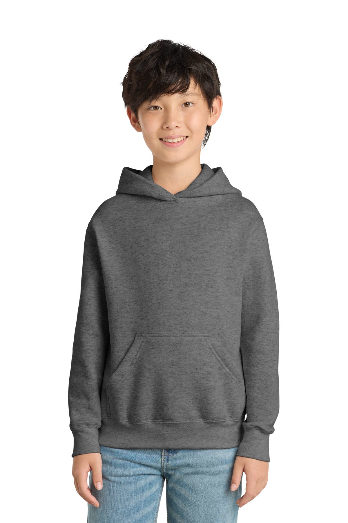 Port & Co Youth Core Fleece Pullover Hooded Sweatshirt - Graphite Heather