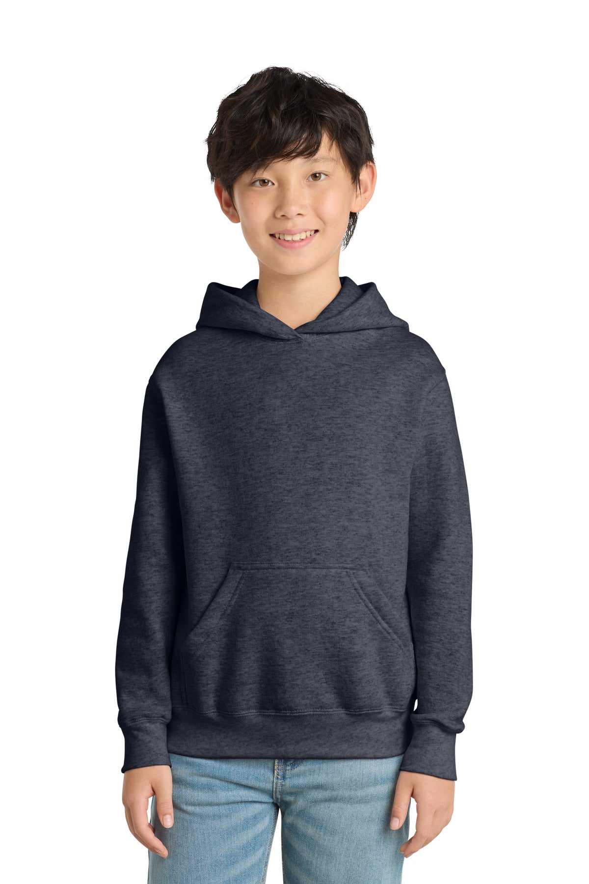 Port & Co Youth Core Fleece Pullover Hooded Sweatshirt - Heather Navy