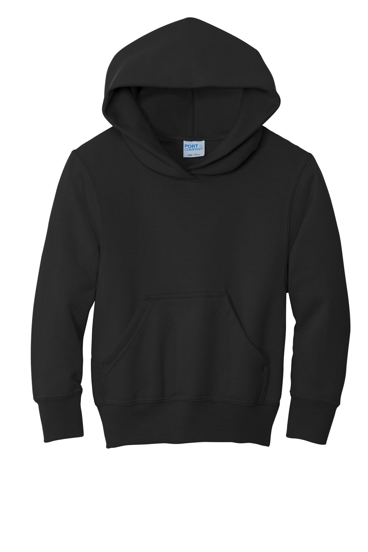 Port & Co Youth Core Fleece Pullover Hooded Sweatshirt - Jet Black