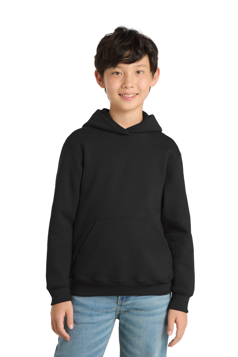 Port & Co Youth Core Fleece Pullover Hooded Sweatshirt - Jet Black