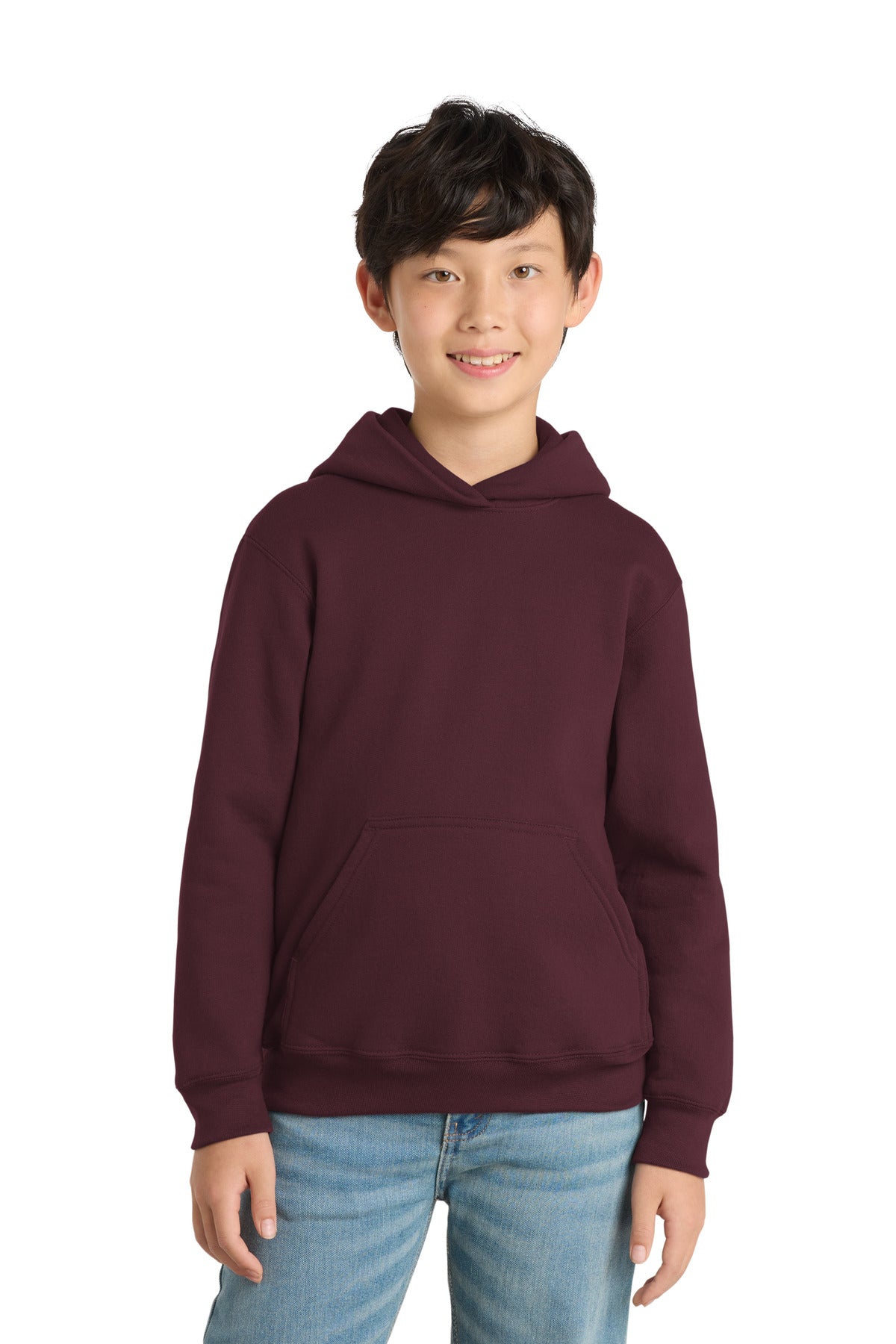 Port & Co Youth Core Fleece Pullover Hooded Sweatshirt - Maroon