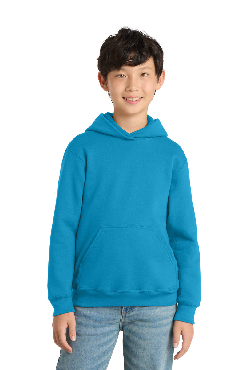 Port & Co Youth Core Fleece Pullover Hooded Sweatshirt - Neon Blue