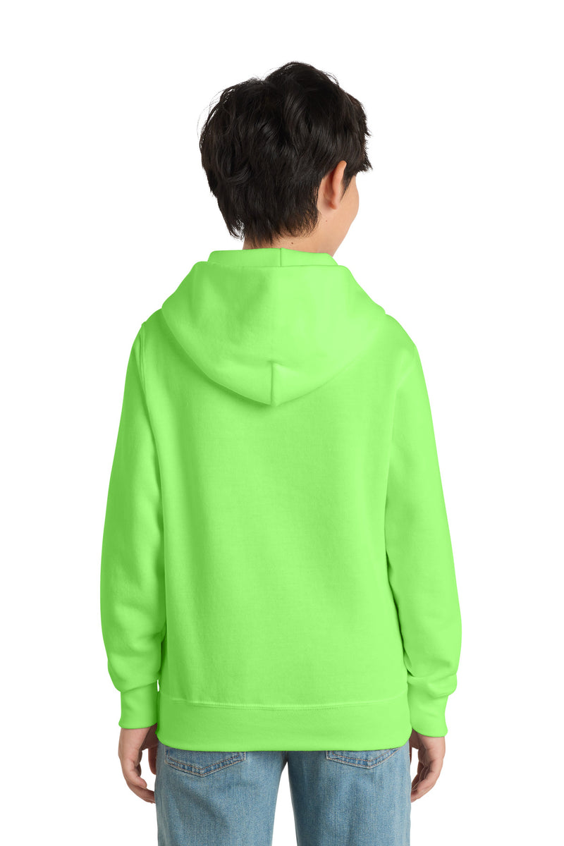 Port & Co Youth Core Fleece Pullover Hooded Sweatshirt - Neon Green