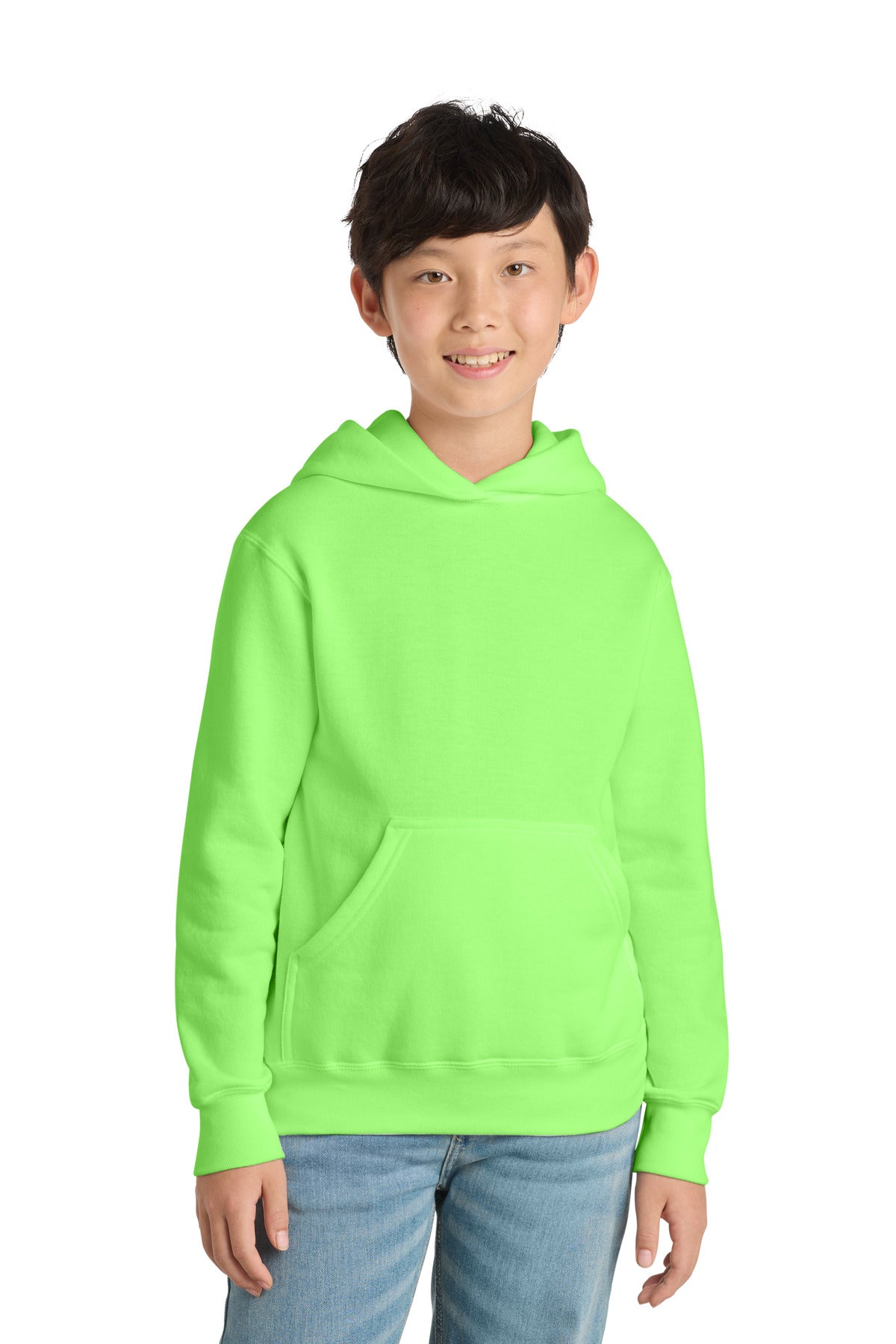 Port & Co Youth Core Fleece Pullover Hooded Sweatshirt - Neon Green