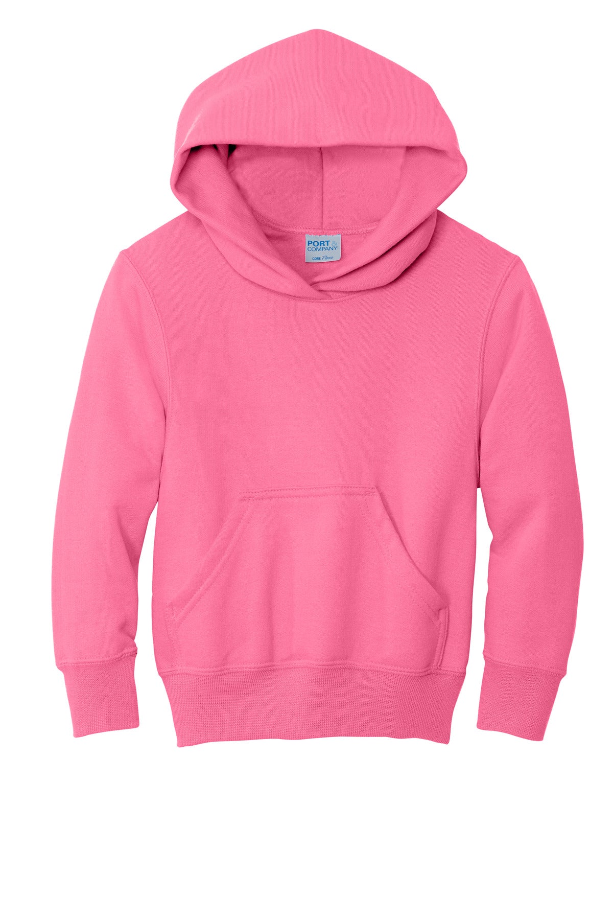 Port & Co Youth Core Fleece Pullover Hooded Sweatshirt - Neon Pink