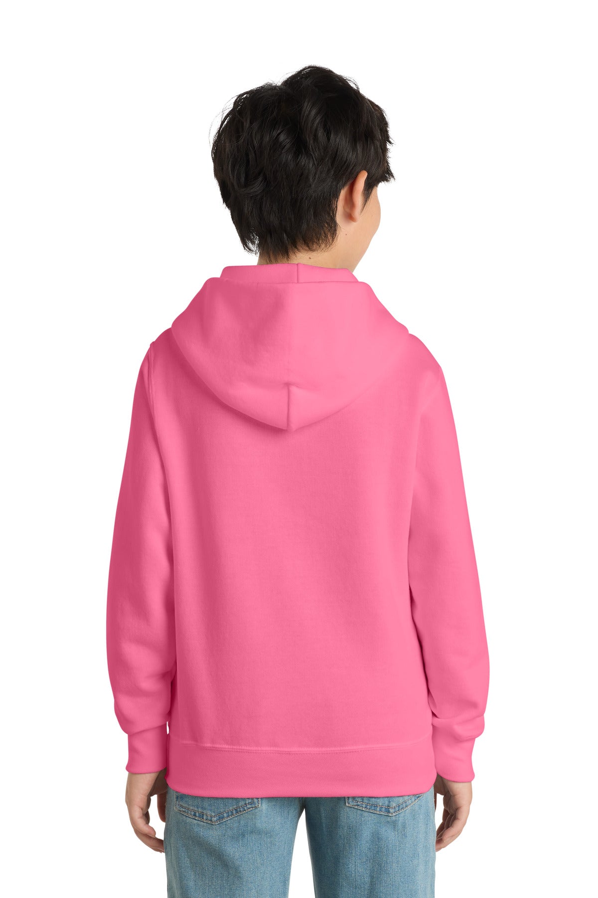 Port & Co Youth Core Fleece Pullover Hooded Sweatshirt - Neon Pink